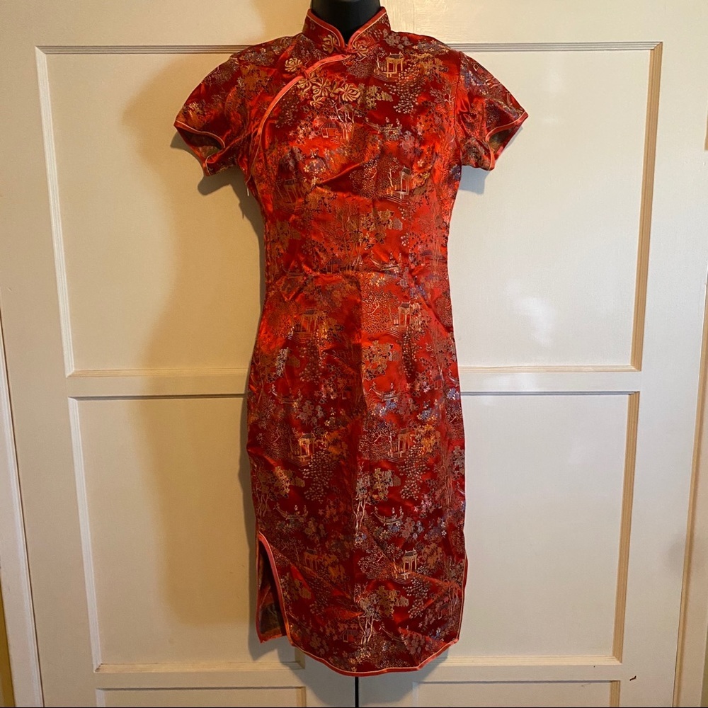 Peony Brand Shanghai Red Silk Dress size 34